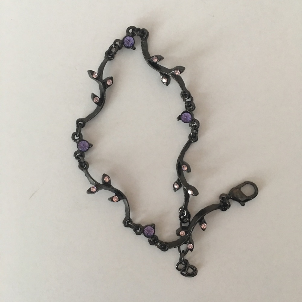 Purple and pink gem stone leaf bracelet